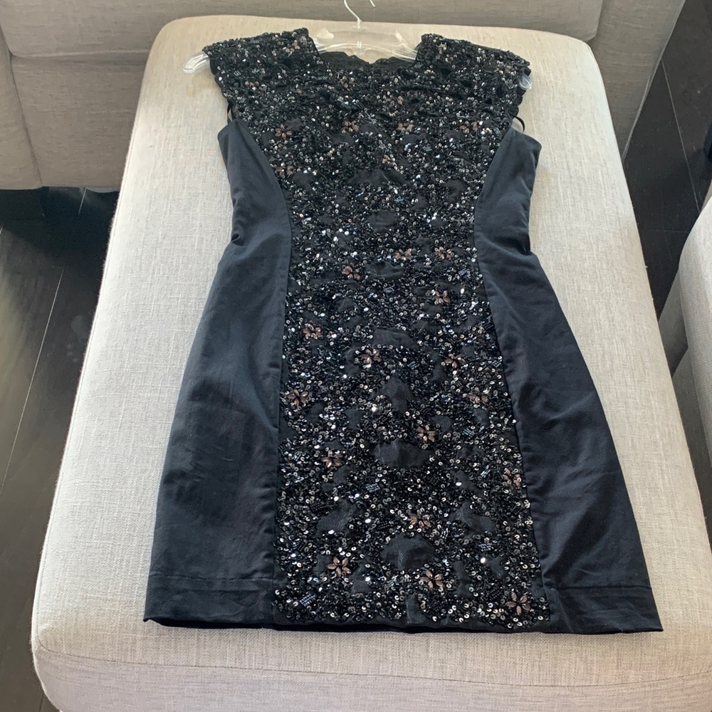 French Connection Black Sequin Mini Dress